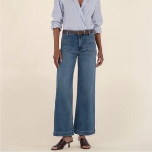 Kut From The Kloth Meg Wide Leg Jeans Blue Denim High Rise Size 16W